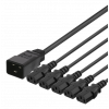 DELTACO Apparatkabel IEC C20 - 5x IEC C13, 2m, 16A/250V, Y-Splitter, s DEL-113N
