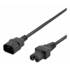 DELTACO 2m jordad kabel IEC 60320 C15 - IEC6320 C14, 250V/10A, svart DEL-116B