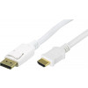 DELTACO DisplayPort till HDMI monitorkabel, 20-pin ha - ha 2m, vit