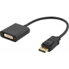 DELTACO DisplayPort till DVI-D singlelink adapter, 0,2m, ha-ho, svart