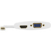 DELTACO mini DisplayPort till HDMI och VGA-adapter, 0,25m, vit