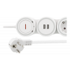 DELTACO Flexibelt grenuttag med 4 kontakter, 1,4m, 16A 3500W, 2x USB-A EMP605KUSB
