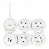 DELTACO Flexibelt grenuttag med 4 kontakter, 1,4m, 16A 3500W, 2x USB-A EMP605KUSB