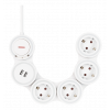 DELTACO Flexibelt grenuttag med 4 kontakter, 1,4m, 16A 3500W, 2x USB-A EMP605KUSB