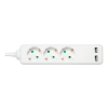 DELTACO outlet 3xCEE 7/3 1xCEE 7/7, 2xUSB-A, 1,5m white GT-0310