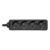 DELTACO outlet 4xCEE 7/3 1xCEE 7/7 1,5m black GT-0420