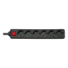 Grenuttag 6 Eluttag 1.5m kabel med brytare svart GT-0660