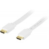 DELTACO HDMI-kabel, v1.4+Ethernet, 19-pin ha-ha, 1080p, flat, vit 0,5m