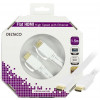 DELTACO HDMI-kabel, v1.4+Ethernet, 19-pin ha-ha, 1080p, flat, vit 1,5m