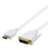 DELTACO HDMI till DVI-kabel, 7m, Full HD, vit HDMI-116AD