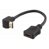 DELTACO Flexibel HDMI-adapter, 0,2 m, vinklad upp, HDMI M/F, UHD, svar HDMI-21B