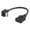 DELTACO Flexibel HDMI-adapter, 0,2 m, vinklad ner, HDMI M/F, UHD, svar HDMI-21E