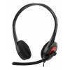 DELTACO headset, sluten, 32 Ohm, 1x3,5mm 4-pin, 1,8m, svart/röd