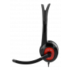 DELTACO headset, sluten, 32 Ohm, 1x3,5mm 4-pin, 1,8m, svart/röd