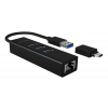 ICY BOX USB 3.0 HUB & Gigabit LAN Adapter, Type-A / Type-C IB-HUB1419-LAN