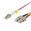 DELTACO Fiberkablage, 1m, LC-SC Duplex, 50/125, rosa LCSC-701