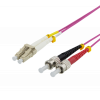 DELTACO Fiberkablage, 2m, LC-ST Duplex, 50/125, rosa LCST-72