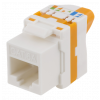 DELTACO Cat6A Keystone-uttag, verktygsfri, plast, vit/orange MD-123