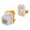 DELTACO Cat6A Keystone-uttag, verktygsfri, plast, vit/orange MD-123