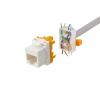 DELTACO Cat6A Keystone-uttag, verktygsfri, plast, vit/orange MD-123