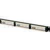 UTP patchpanel, 24xRJ45, Cat6, Krone-plintar, 1U, 19", etiketter