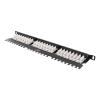 DELTACO UTP Patchpanel 24xRJ45, Cat6, 0,5U, 19", kabelstöd, svart PAN-120