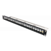 DELTACO 19" Keystone patchpanel, 24 portar, 1U, jordkabel, metall, sva PAN-214