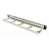 DELTACO 19" Keystone patchpanel, 24 portar, 1U, jordkabel, metall, sva PAN-214