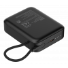 Power bank 10 000 mAh, built-in fabric cable, PD 20 W, black PB-CC101