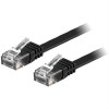 DELTACO U/UTP Cat6 patchkabel,flat, LSZH, guldpläterade,3m,svart