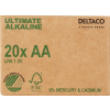 DELTACO Ultimate Alkaline batteries, LR6/AA size, 20-pack bulk ULTB-LR6-20P