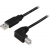 DELTACO USB 2.0 kabel Typ A hane - Vinklad Typ B hane 1 m, svart USB-210SA