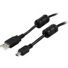 DELTACO USB 2.0 kabel Typ A Ha - Typ Mini B Ha 2m, ferritkärnor, svar
