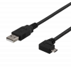 DELTACO USB-302D USB-A till Micro USB, vänstervinklad, 2m, svart