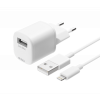 DELTACO USB wall charger, USB-A, 2,4 A, incl. 1 m USB-A to Lightning USB-AC181