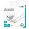 DELTACO USB wall charger, USB-A, 2,4 A, incl. 1 m USB-A to Lightning USB-AC181