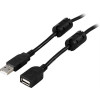 DELTACO USB 2.0 kabel Typ A hane - Typ A hona 2m, ferritkärnor, svart