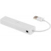 DELTACO USB 2.0 nätverksadapter med USB-hubb, 100Mbps, 3xUSB, vit