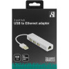DELTACO USB 2.0 nätverksadapter med USB-hubb, 100Mbps, 3xUSB, vit
