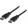 DELTACO USB 3.0 kabel, Typ A hane - Typ A hane, 1m, svart