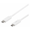 DELTACO USB-C till USB-C-kabel, 1m, 60W 3A, USB 3.1 Gen, E-Marker, vit USBC-1059M