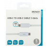 DELTACO USB-C till USB-C-kabel, 1m, 60W 3A, USB 3.1 Gen, E-Marker, vit USBC-1059M