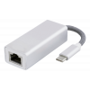 DELTACO USB-C nätverksadapter, Gigabit, RJ45, vit påse, silver USBC-1080