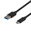 DELTACO USB 3.1 Gen1 USB-C - USB-A tygbekl kabe, 0.25m, 60W 3A, svart USBC-1150