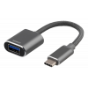 DELTACO USB-C 3.1 till USB-A OTG adapter, aluminium, retail box, grå USBC-1277