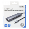 DELTACO USB-C Hub och Nätverksadapter, USB-C ha, RJ45 ho, 3xUSB-A 3.0 USBC-1294