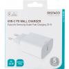 DELTACO USB-C wall charger, 1x USB-C PD 20 W, PPS 25 W, white USBC-AC147