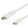 DELTACO USB-C - MiniDP kabel, 1m, 21,6 Gbit/s, 3840x2160 60Hz, vit USBC-DP103-K