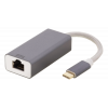 DELTACO USB-C nätverksadapter, Gigabit, 1xRJ45, 1xUSB-C hane, alu, rym USBC-GIGA4