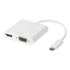 DELTACO USB-C dockningsstation, HDMI/VGA/USB-C, 100W USB-C PD 3.0, vit USBC-HDMI16